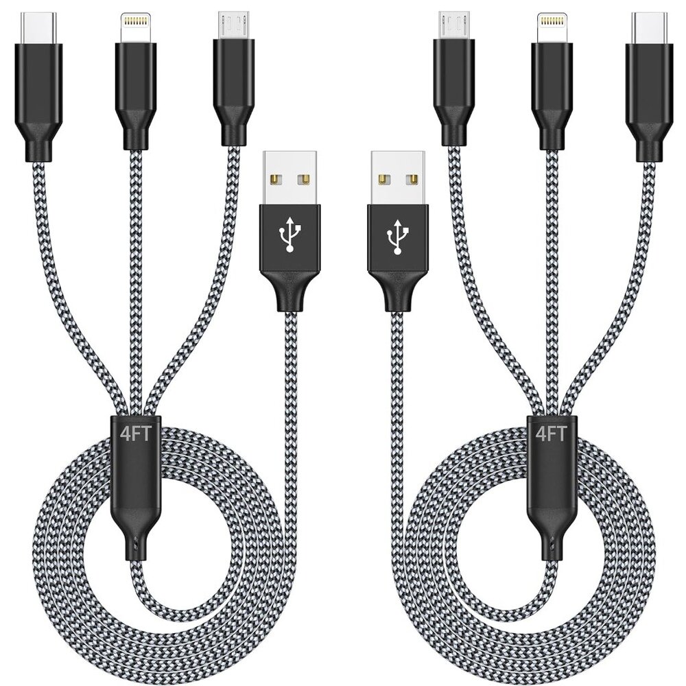 3in1 Charger Cord, Multi Charging Cable 4ft 2Pack